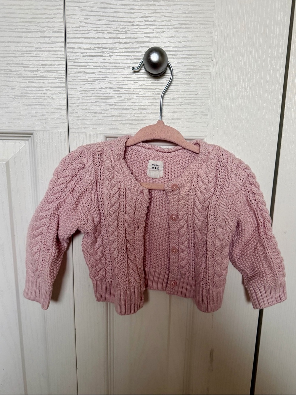 GAP Light Pink Cable Knit Cardigan for Girls